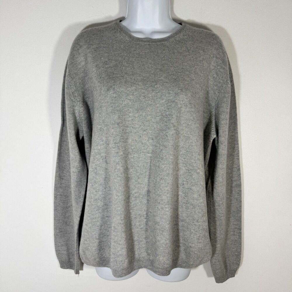 Isle 100% Cashmere Gray Crew Neck Sweater Women XL Minimal Quiet Luxury Capsule